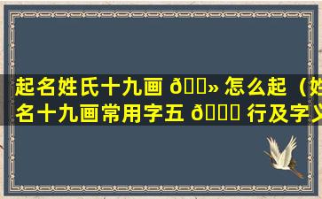 起名姓氏十九画 🌻 怎么起（姓名十九画常用字五 🐋 行及字义精讲）